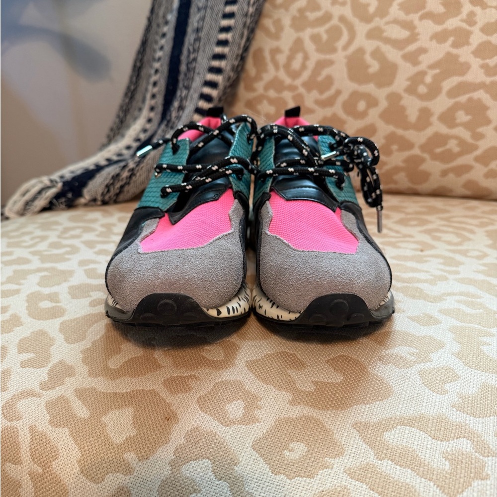 Steve Madden Pink, Black & Teal Mixed-Print Fashion Sneaker - Picture 2 of 5